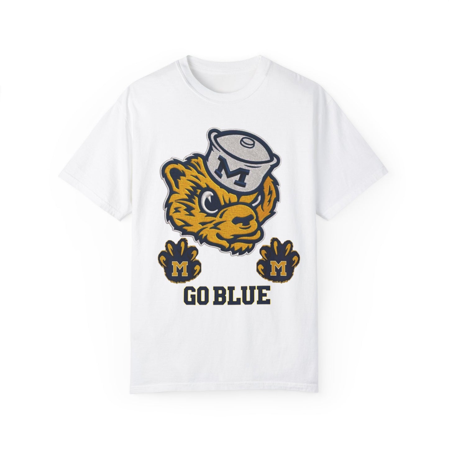 Go Blue Vintage Mascot Tee Matches Nike Dunk High SE University Maize & Midnight Navy | Wolverine Fan Shirt
