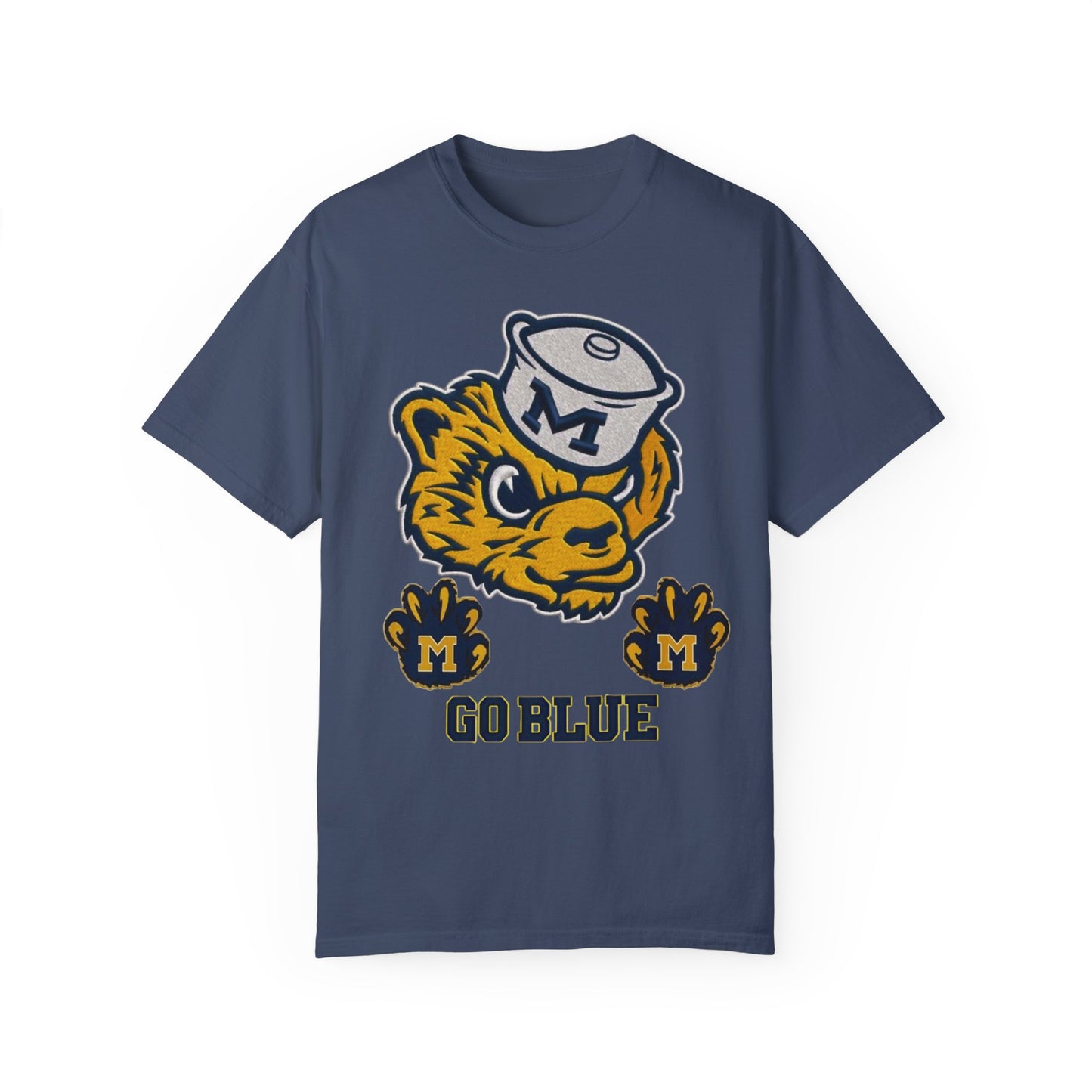Go Blue Vintage Mascot Tee Matches Nike Dunk High SE University Maize & Midnight Navy | Wolverine Fan Shirt