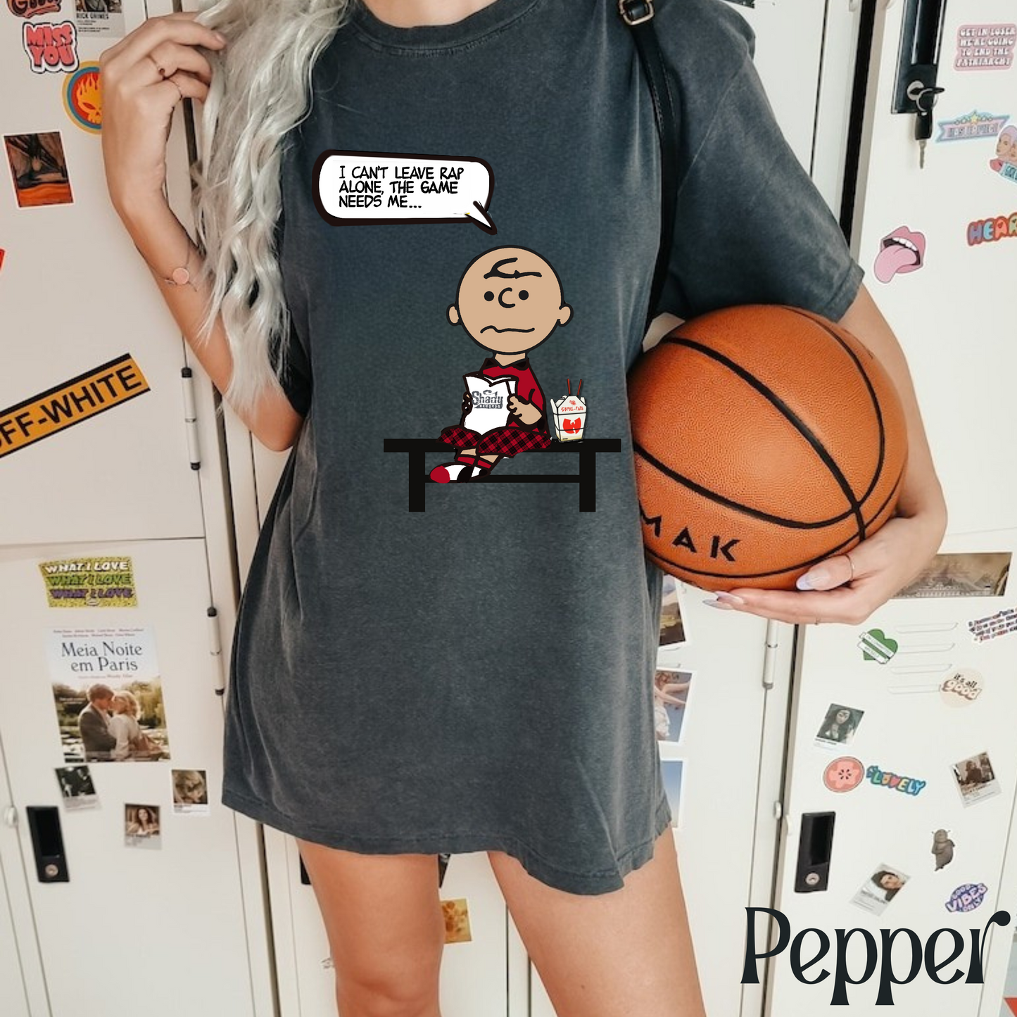"The Game Needs Me" Charlie Brown Sneaker Match Tee – Air Jordan 1 Mid Gym Red