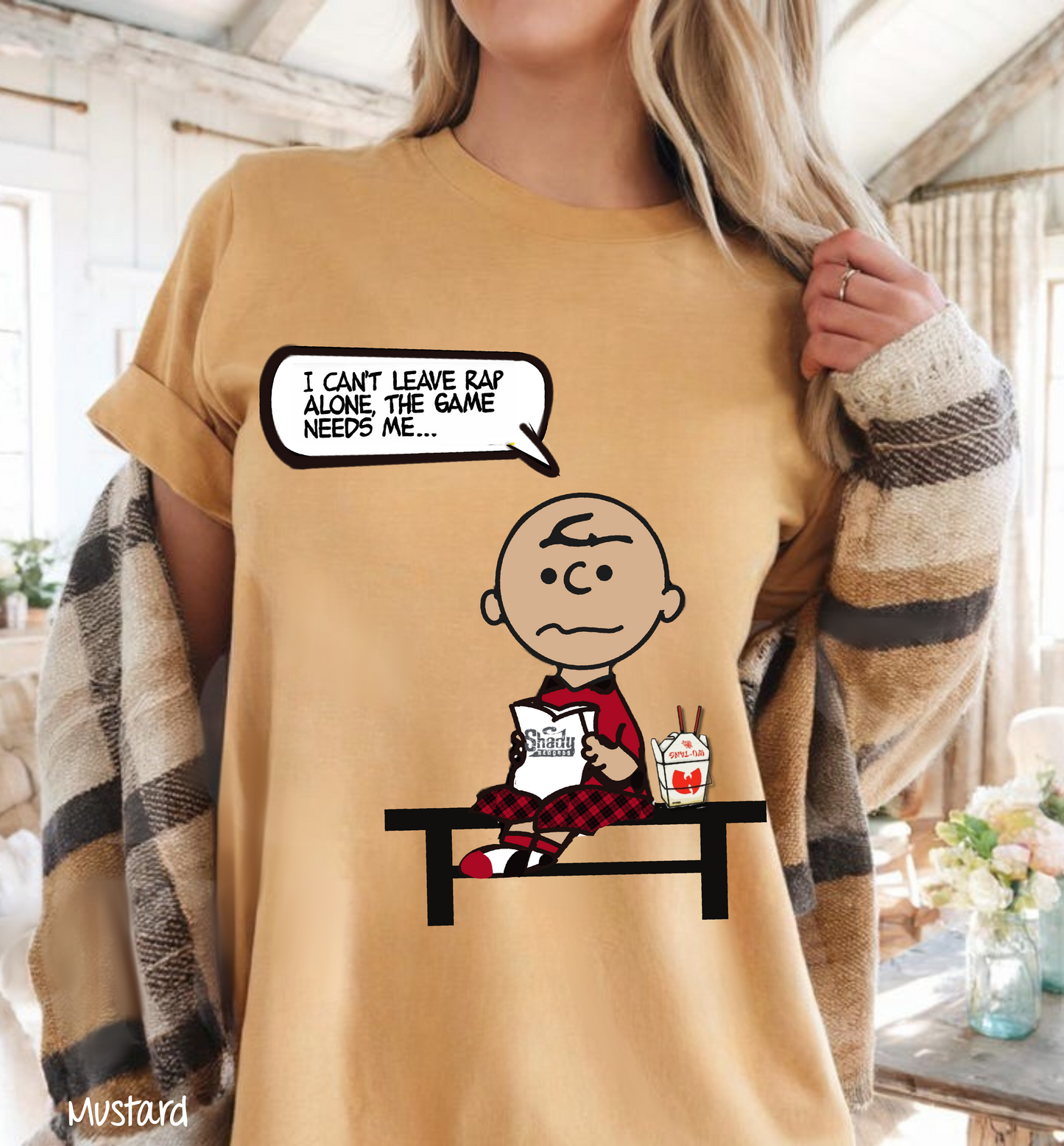 "The Game Needs Me" Charlie Brown Sneaker Match Tee – Air Jordan 1 Mid Gym Red