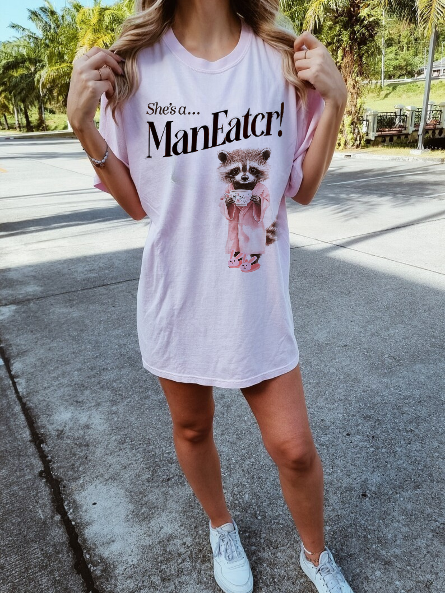 “She’s a ManEater” Tee – Sneaker Match for Nike Zoom Vomero 5 Pink Foam