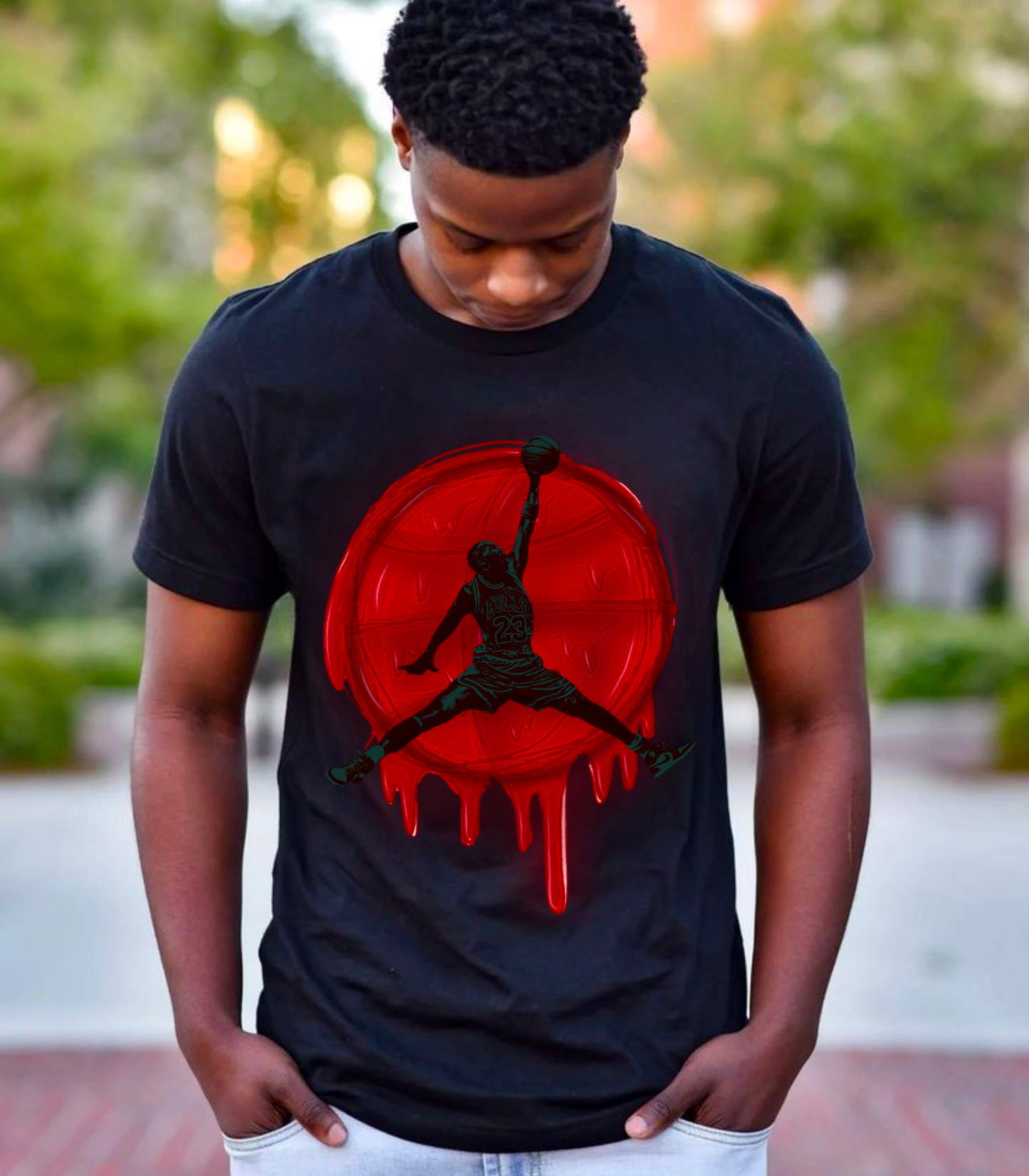 Drip Like MJ – “Bred Drip” Sneaker Match Tee Jordan 1 Retro High OG Bred