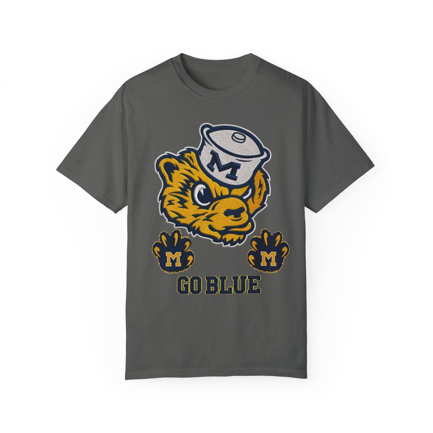 Go Blue Vintage Mascot Tee Matches Nike Dunk High SE University Maize & Midnight Navy | Wolverine Fan Shirt