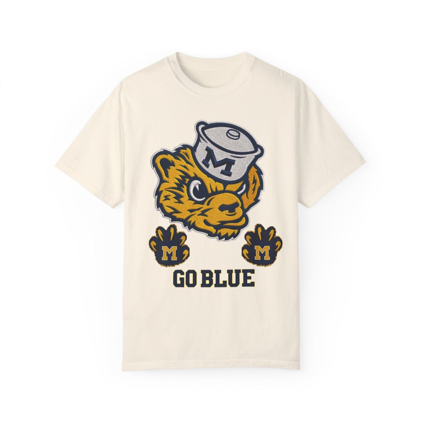 Go Blue Vintage Mascot Tee Matches Nike Dunk High SE University Maize & Midnight Navy | Wolverine Fan Shirt