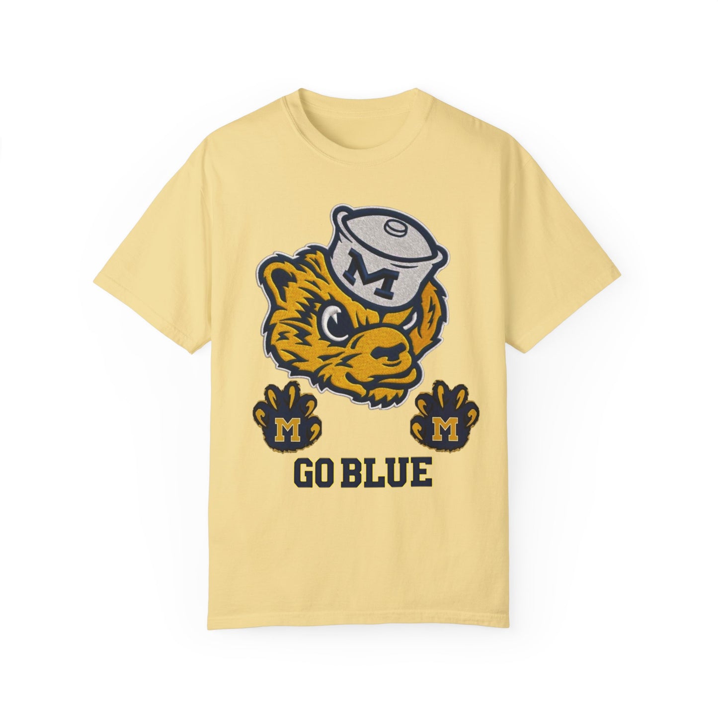 Go Blue Vintage Mascot Tee  Matches Nike Dunk High SE University Maize & Midnight Navy | Wolverine Fan Shirt