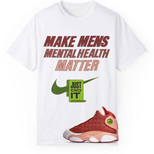 Mens Mental Health Awareness Tee Match For Jordan Retro 13 Red/Orange