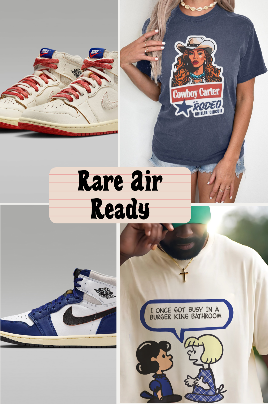 Cowboy Carter Rodeo" Sneaker Match Tee – Matches Jordan 1 Rare Air Cinnabar & Sail