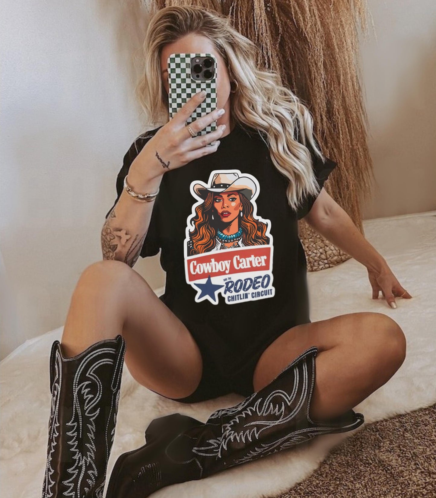 Cowboy Carter Rodeo" Sneaker Match Tee – Matches Jordan 1 Rare Air Cinnabar & Sail