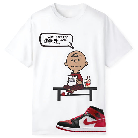"The Game Needs Me" Charlie Brown Sneaker Match Tee – Air Jordan 1 Mid Gym Red