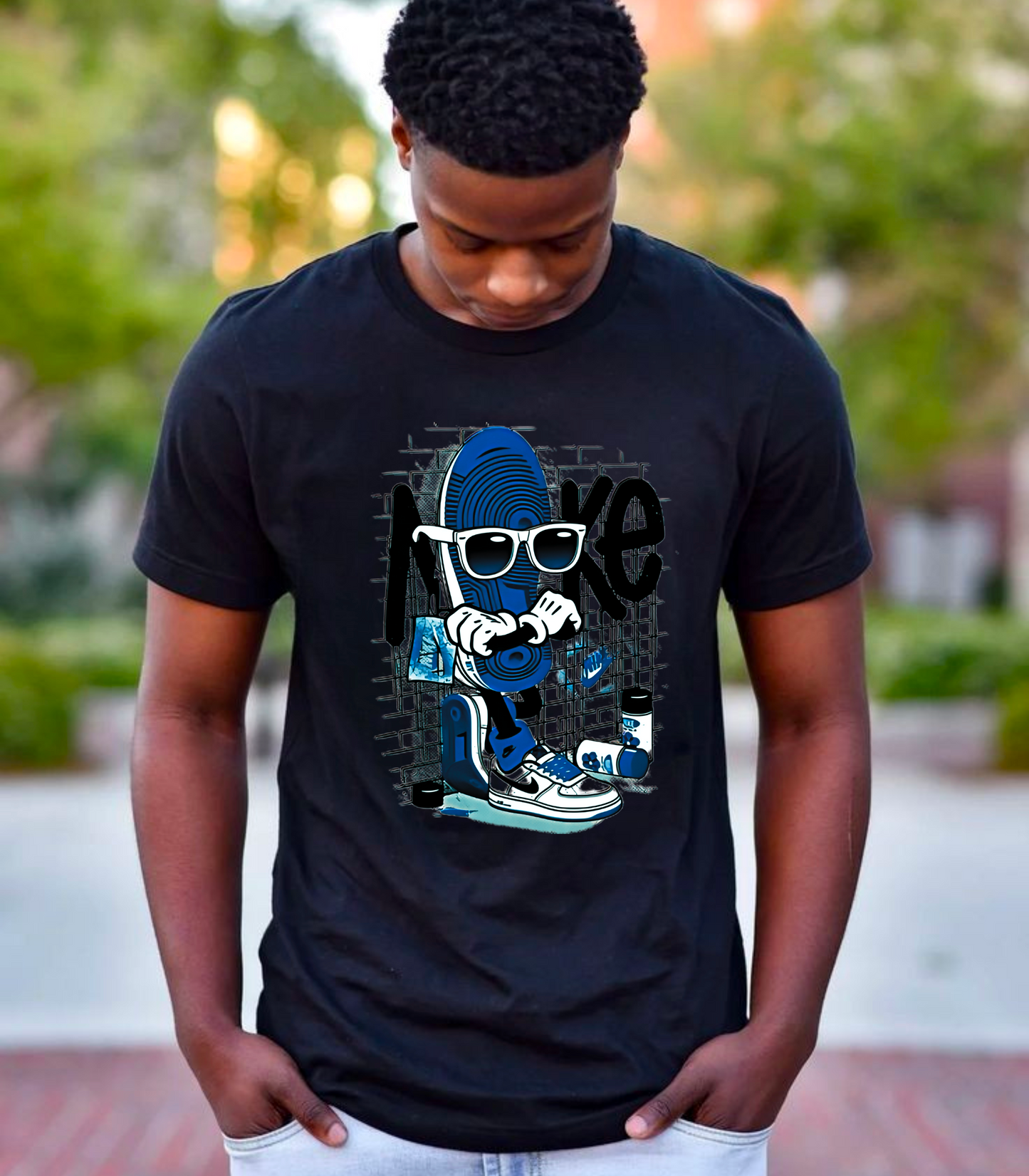 Up Against The Wall Tee Match For Jordan 1 Royal Blue