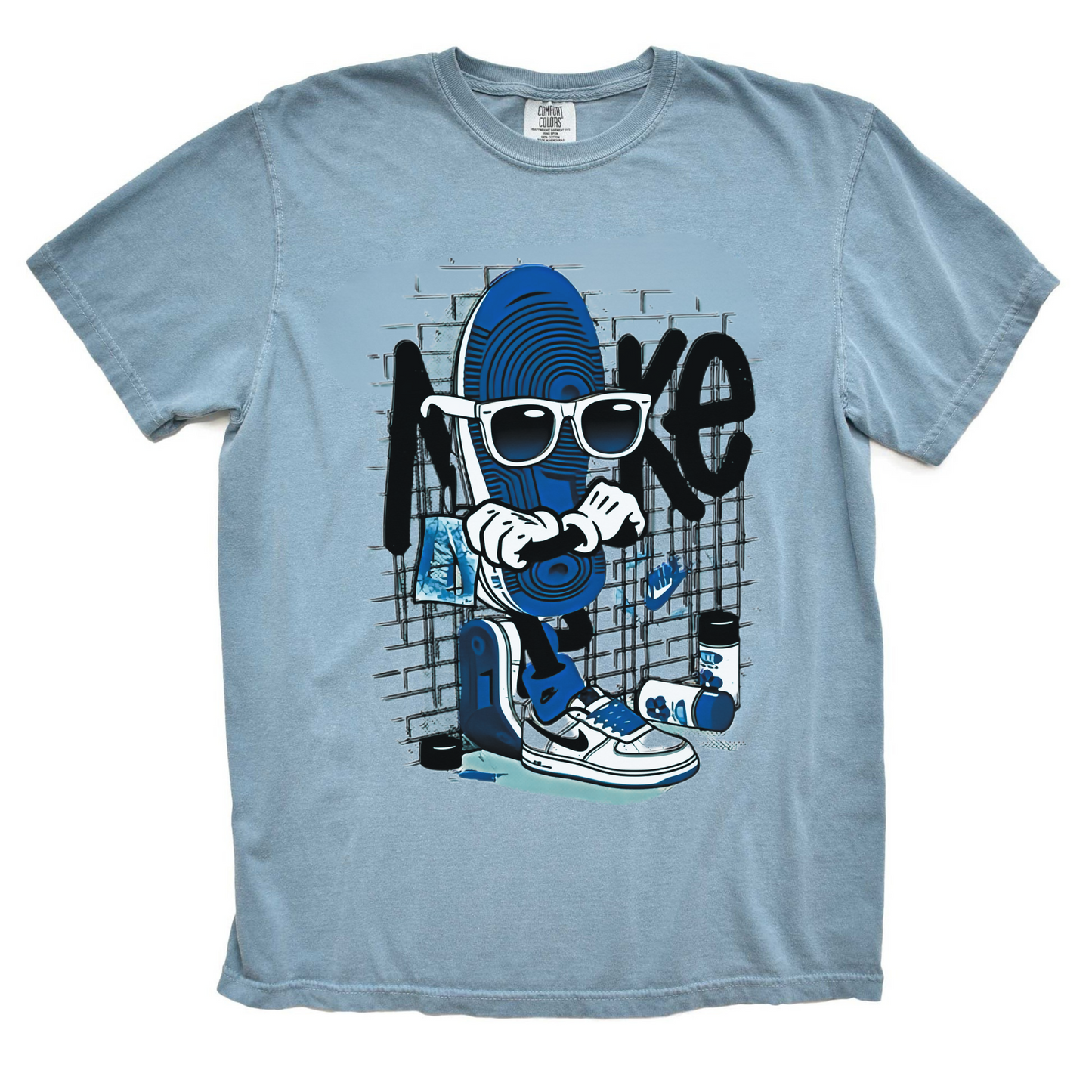 Up Against The Wall Tee Match For Jordan 1 Royal Blue