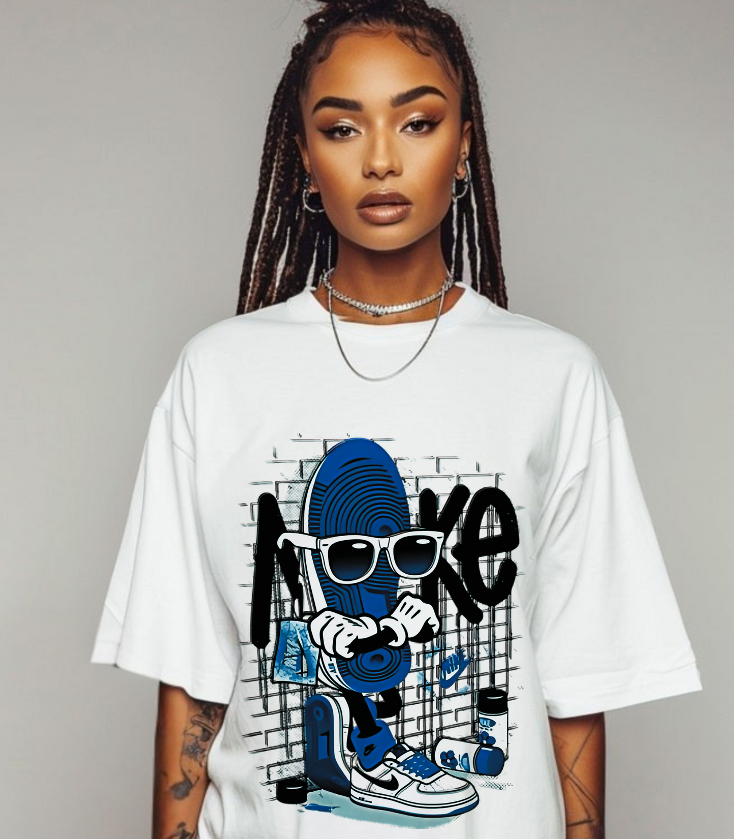 Up Against The Wall Tee Match For Jordan 1 Royal Blue