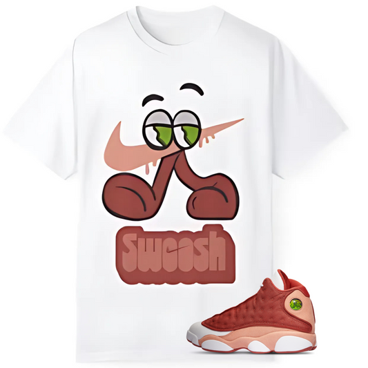 “Swoosh’d Out” Tee – Matches Jordan 13 Retro Dune Red
