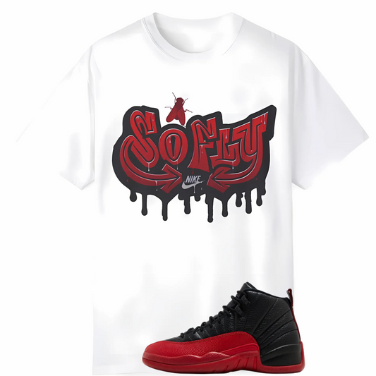 So Fly – Varsity Red/Black Tee | Sneaker Match for Jordan 12 "Flu Game"