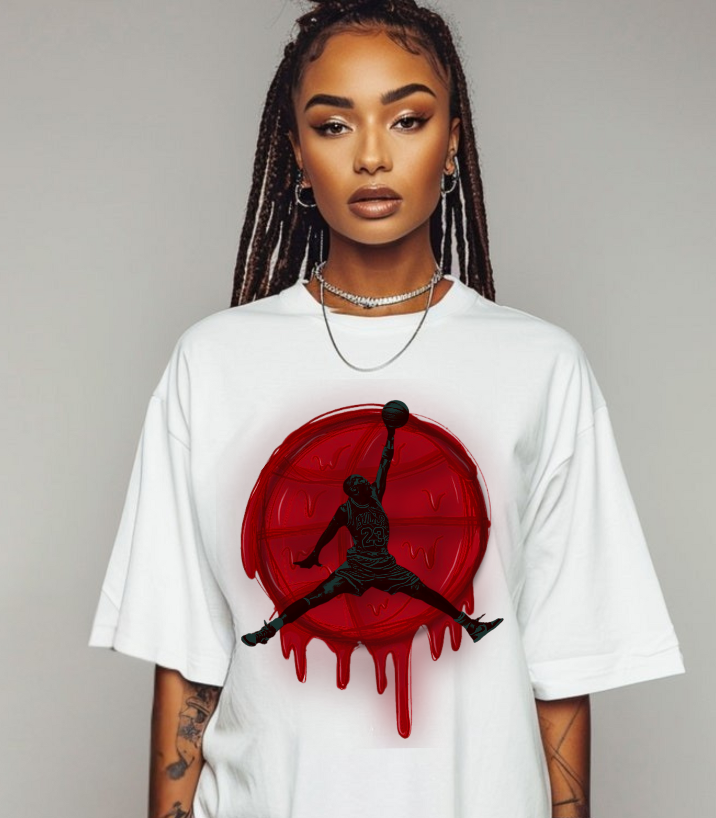 Drip Like MJ – “Bred Drip” Sneaker Match Tee Jordan 1 Retro High OG Bred