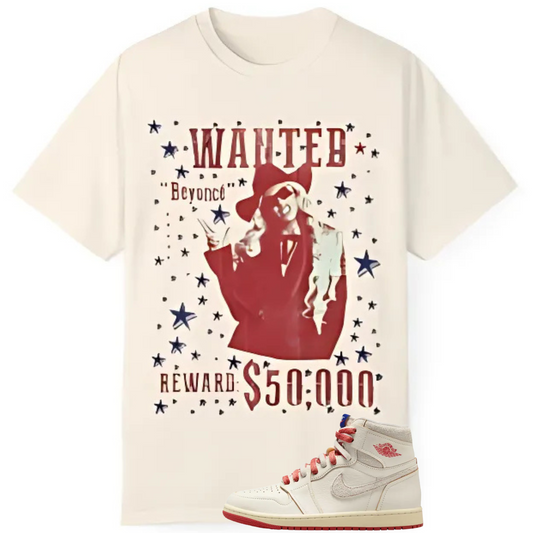 Cowboy Carter Beyoncé Wanted Tee Match for Rare Air Cinnabar