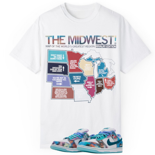 Midwest Map Tee Match For Dunk Low SB Futura Laboratories Bleached Aqua