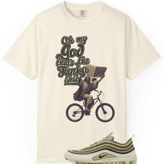 Biking with the Blessed AIRMAX 97’ Match Tee in Light  Bone and Medium Olive
