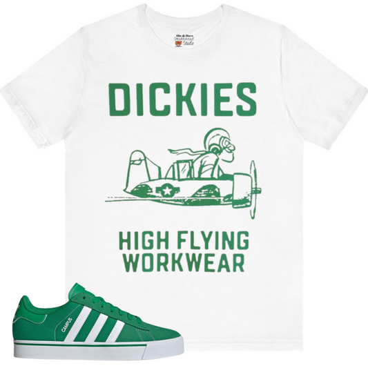 Vintage Style Dickies Workwear Tshirt Match for Adidas Campus VULC In Green