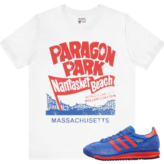Paragon Park Vintage Tee Sneaker Match for Adidas SL 72 RS Team Royal Blue/Red