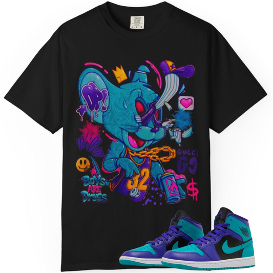 Boys Are Drugs Tee Jordan 1 Match Blk Grape