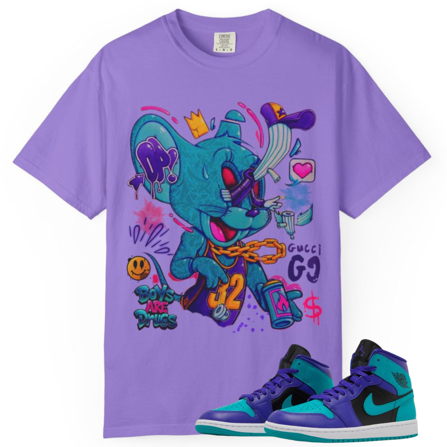 Boys Are Drugs Tee Jordan 1 Match Blk Grape