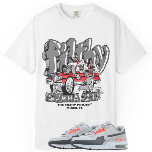 Filthy Project "Summa 21" Throwback Tee | Sneaker Match for Nike Air Max LTD 3 Wolf Grey Bright Crimson