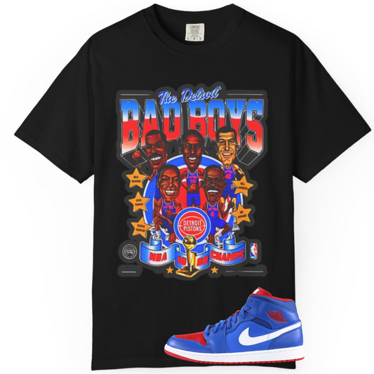 Detroit Pistons Bad Boy Era Throwback T-shirt Match for Jordan 1 Mid Pistons